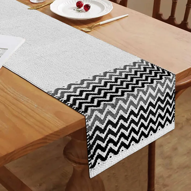 Zebra Peaks Chevron Cotton Table Runner media 4
