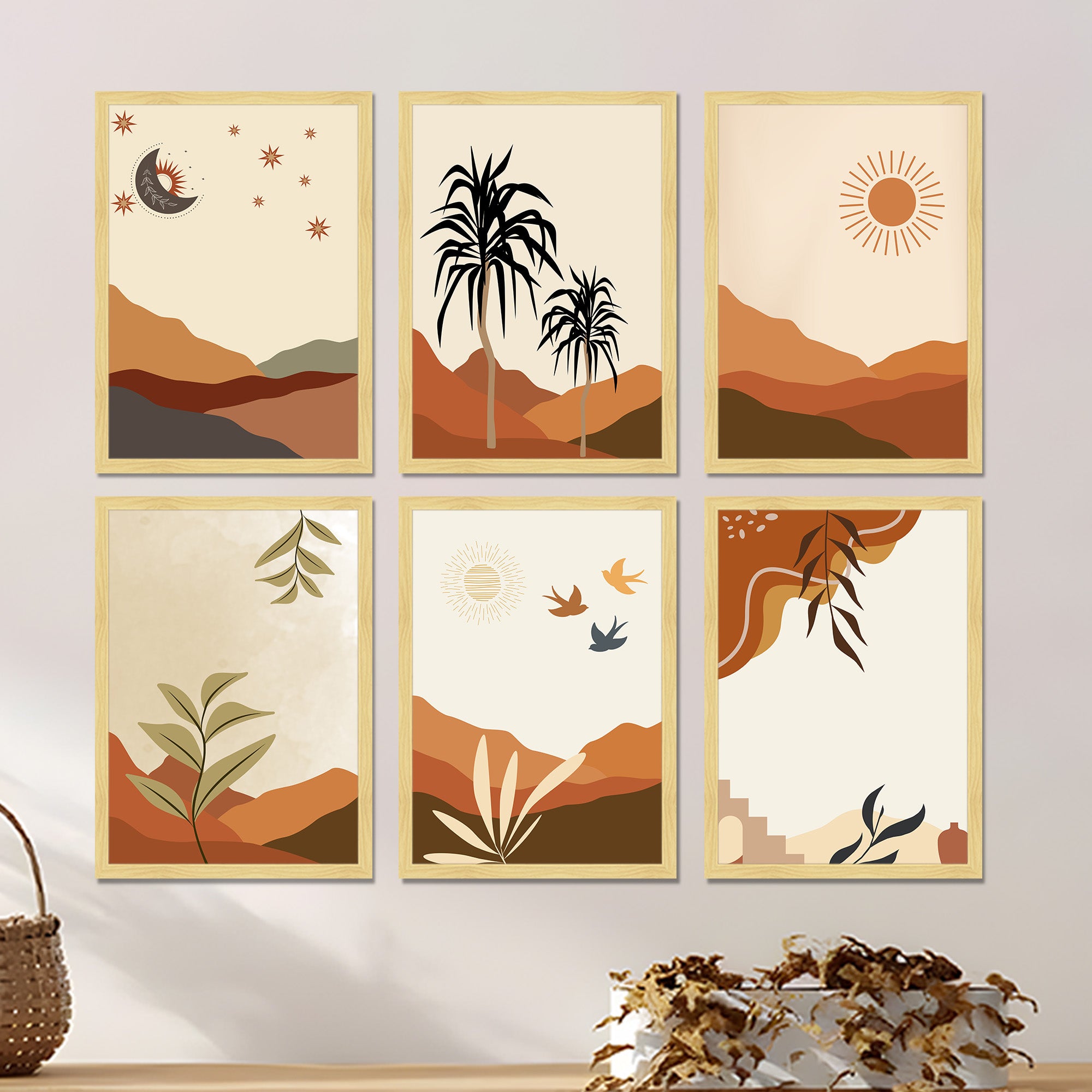 Deserta Boho Wall Painting - Set Of Six media 6