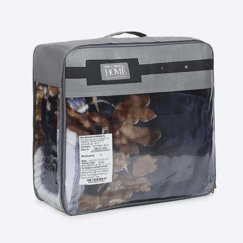 Monte Carlo Midnight Blossom Blanket (Navy,Brown) - 947 GSM media 7