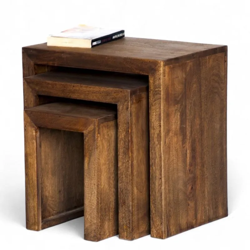 Sverox Sheesham Wooden Side & Bedside Table (Dark Brown) - Set Of Three media 6