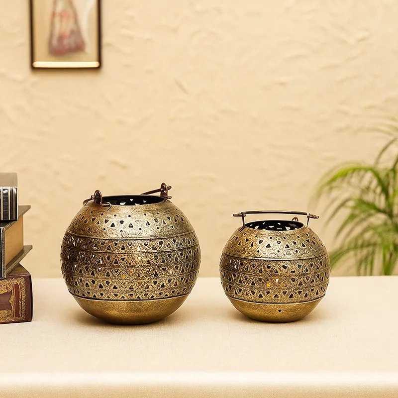 Starlit Lantern Tea Light Holder - Set Of Two media 1