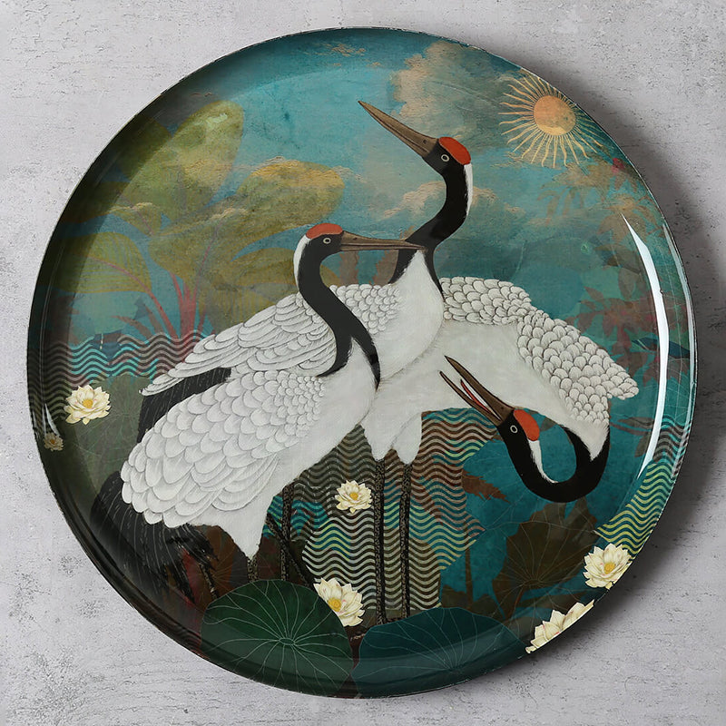 India Circus Moonlit Crane Iron Wall Plate - Set Of Five image 3