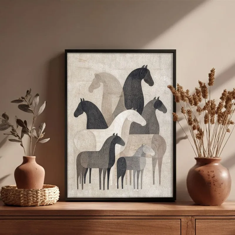Abstract Horse Collective Wall Painting With Black Frame media 6