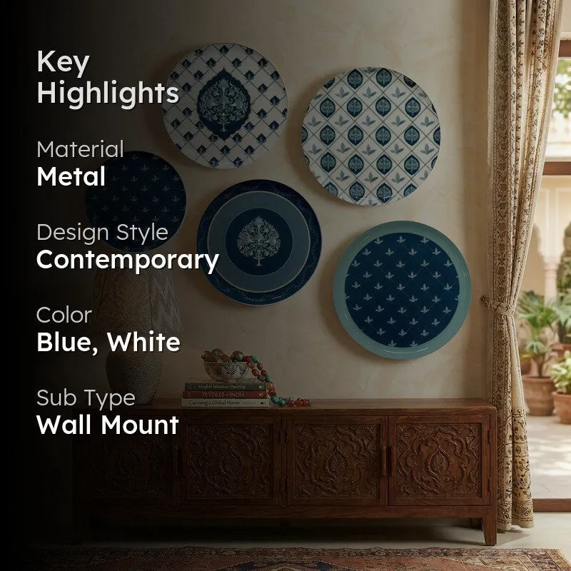 Indigo Crest Metal Wall Plates - Set Of Five media 2