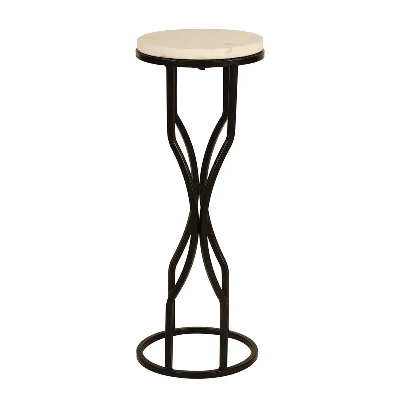 Marble Top Base Aluminum Side Table (Black) - Medium media 3