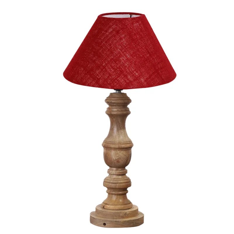 Sienna II Carve Wooden Table Lamp - Red,Brown media 6