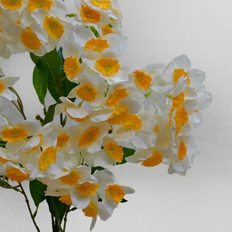 Faux Everlasting Daffodil Flower Stick - White & Yellow media 5
