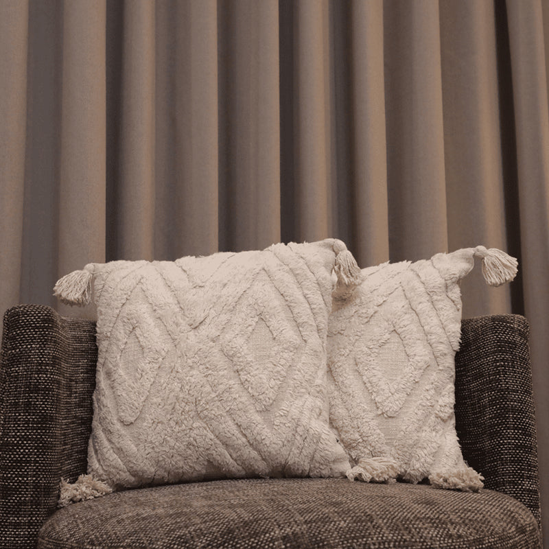 Plush Prisms Tufted Cushion Cover (White) - Set Of Two