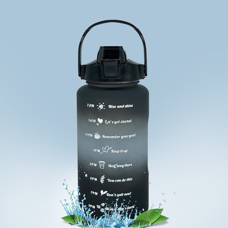 Ombre Sip Water Tumbler With Straw & Stickers (Grey,Black) - 2 L media 3