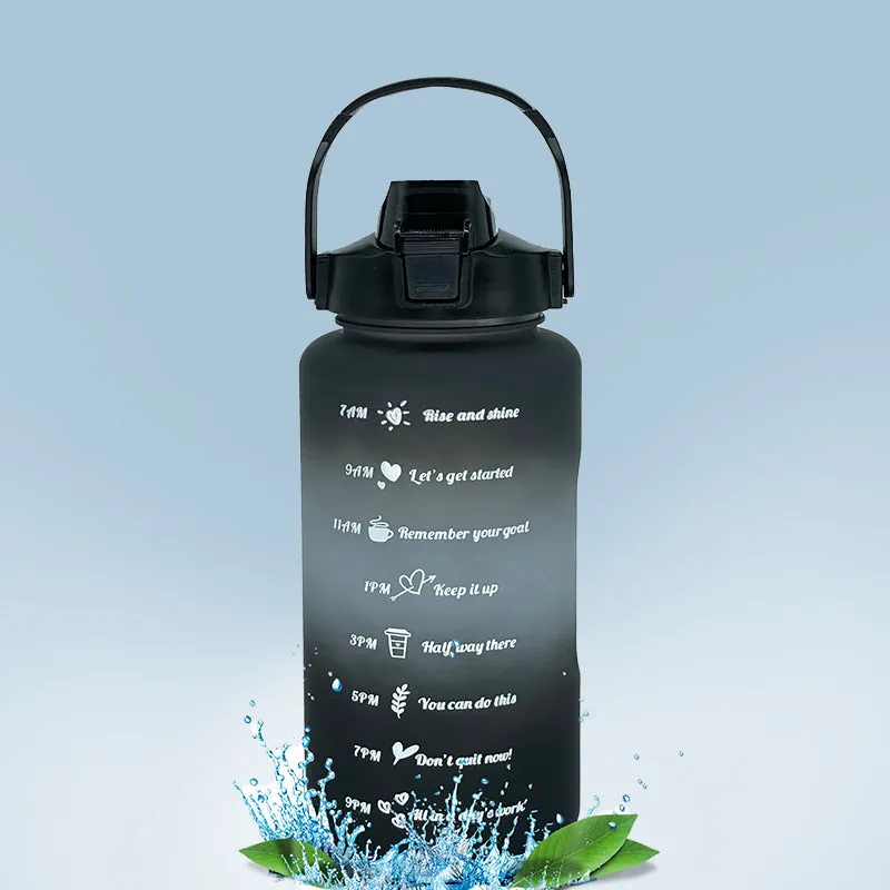 Ombre Sip Water Tumbler With Straw & Stickers (Grey,Black) - 2 L media 3