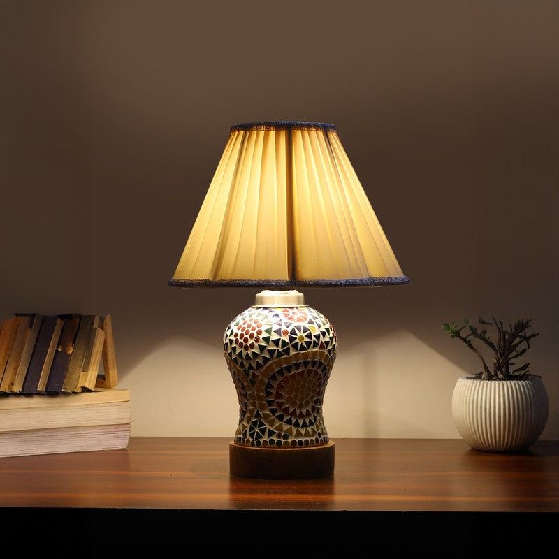 Aurenique Pleated Wooden Table Lamp - Multicolor