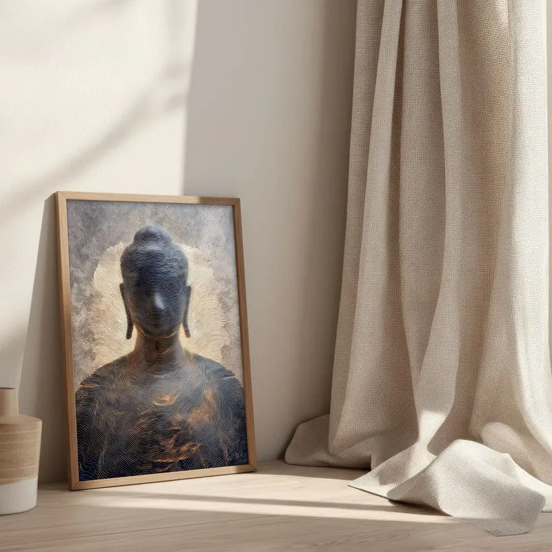 Meditative Buddha Archival Paper Wall Painting With Brown Frame media 3