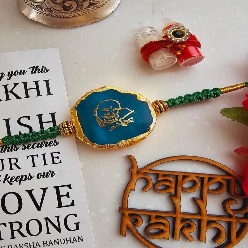 Guru Ji Green Agate Rakhi Gift Set media 5