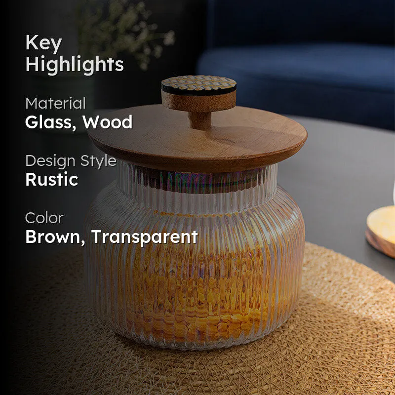 Aora Glass Jar With Airtight Wood Lid - 980 mL media 2