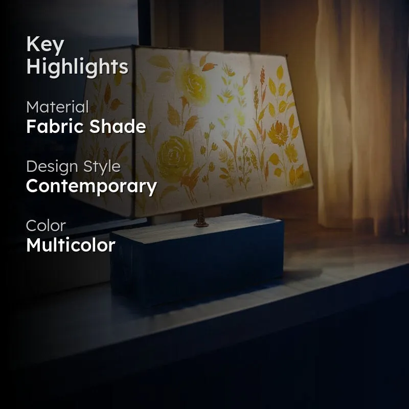 Lindo Bloom Handpainted Fabric Table Lamp - Multicolor media 2