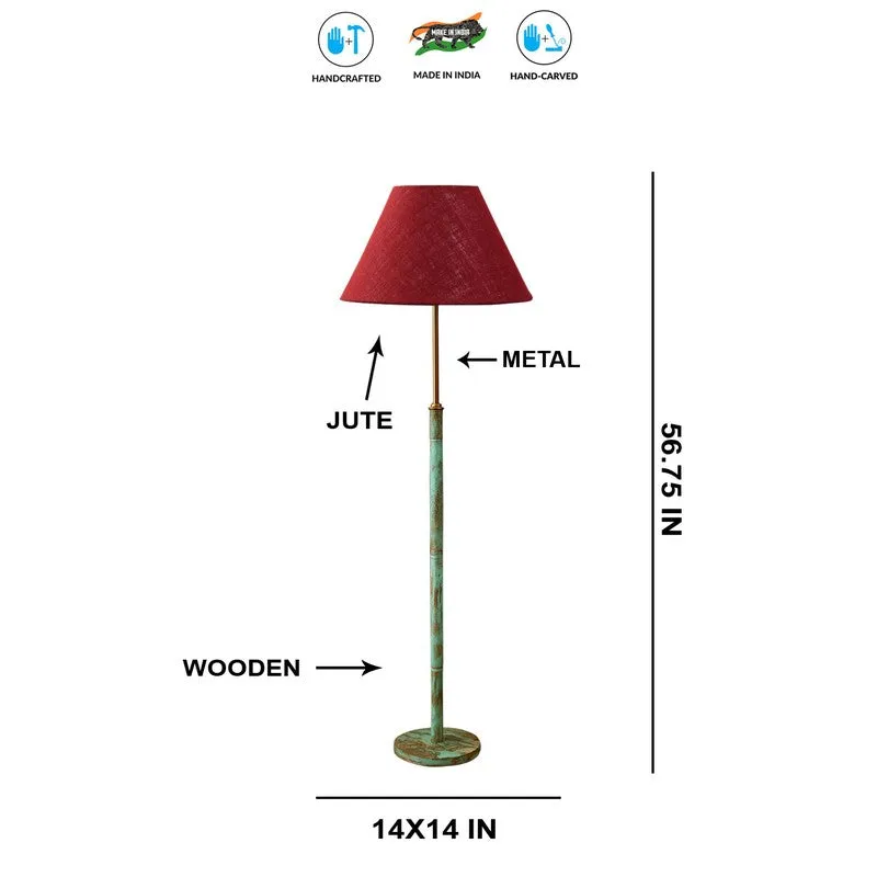 Chrome Arc Wooden Floor Lamp - Maroon media 8