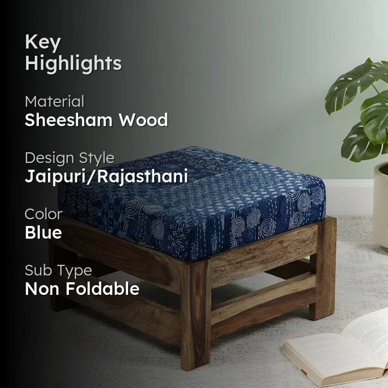 Lirox Sheesham Wooden Bench with Stool (Blue) - Two Piece Set media 2