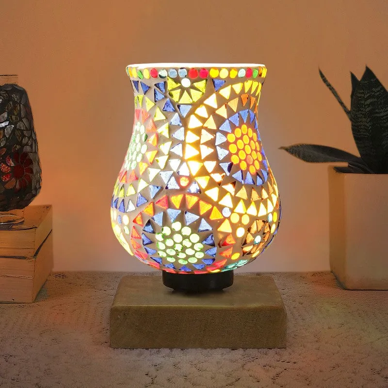 Prismique Mosaic Glass Table Lamp With Wooden Base - Multicolor media 3
