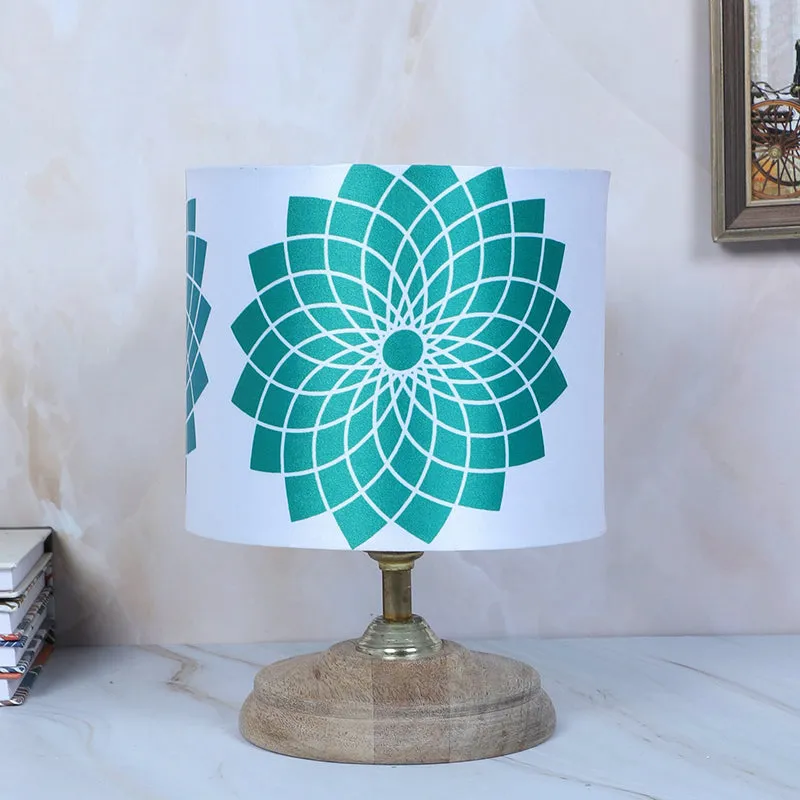 Akari Pebble Printed Mango Wood Table Lamp - Blue,White media 3
