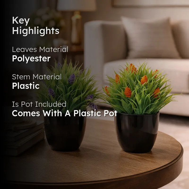 Leafzen Artificial Plant With Plastic Pot(Set of Two) - 0.7 Feet media 2