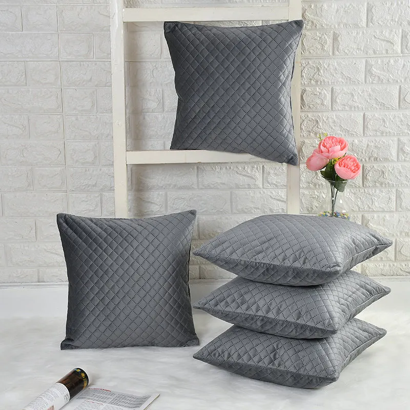 Orson Quilted Velvet Cushion Cover (Grey) - Set Of Five media 1