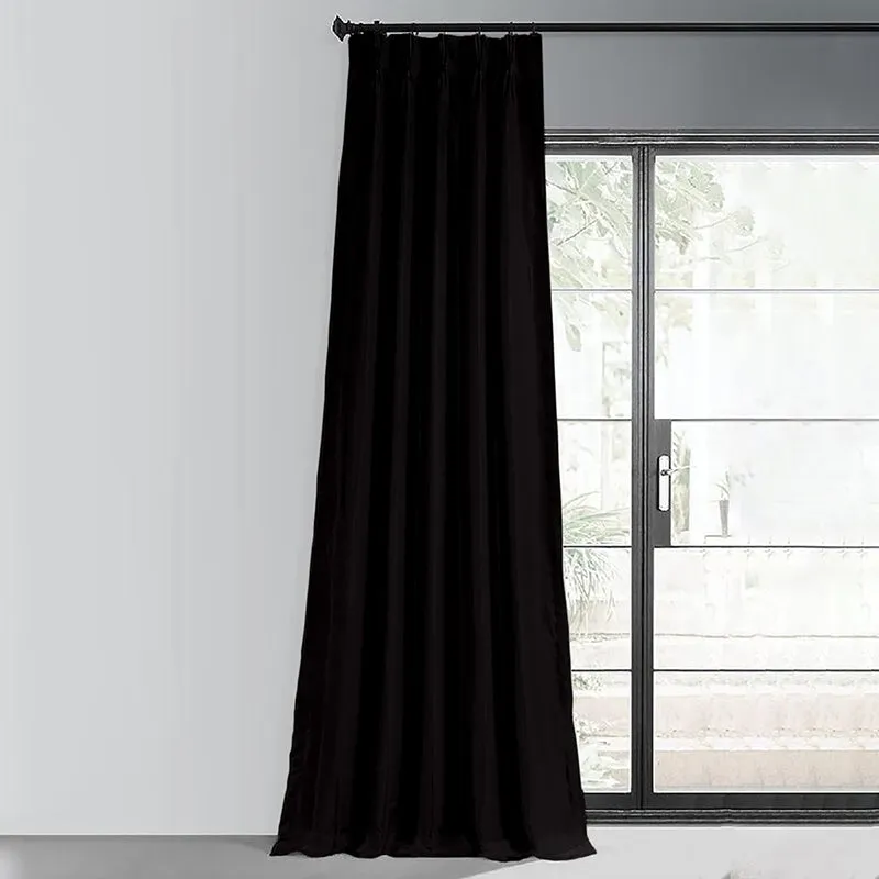 Noir Triple Pinch Pleat Blackout Curtain - Black media 1