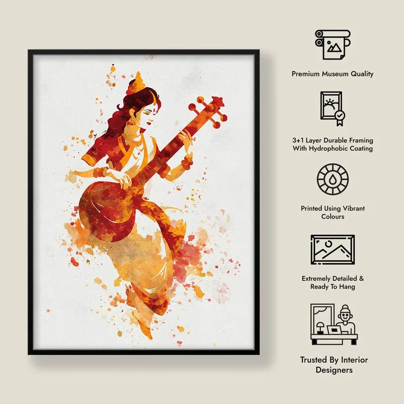 Sri Saraswati Devi Divine Harmony Archival Paper Wall Art media 8