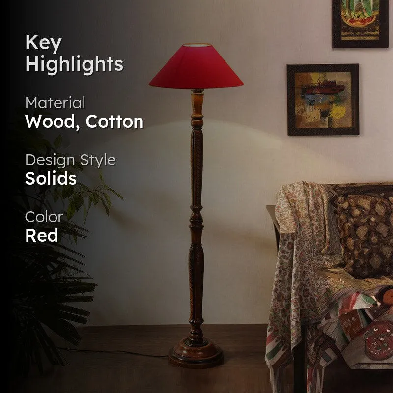 Deira Vintage Wooden Floor Lamp - Red media 2