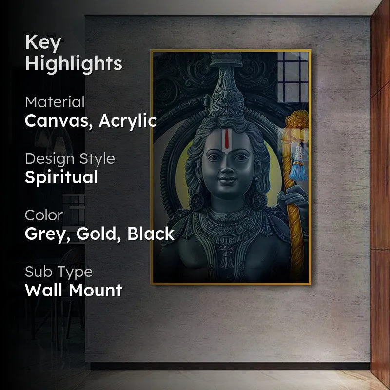 Divyash Lord Ram Spiritual Canvas Wall Art With Frame - Gold media 2