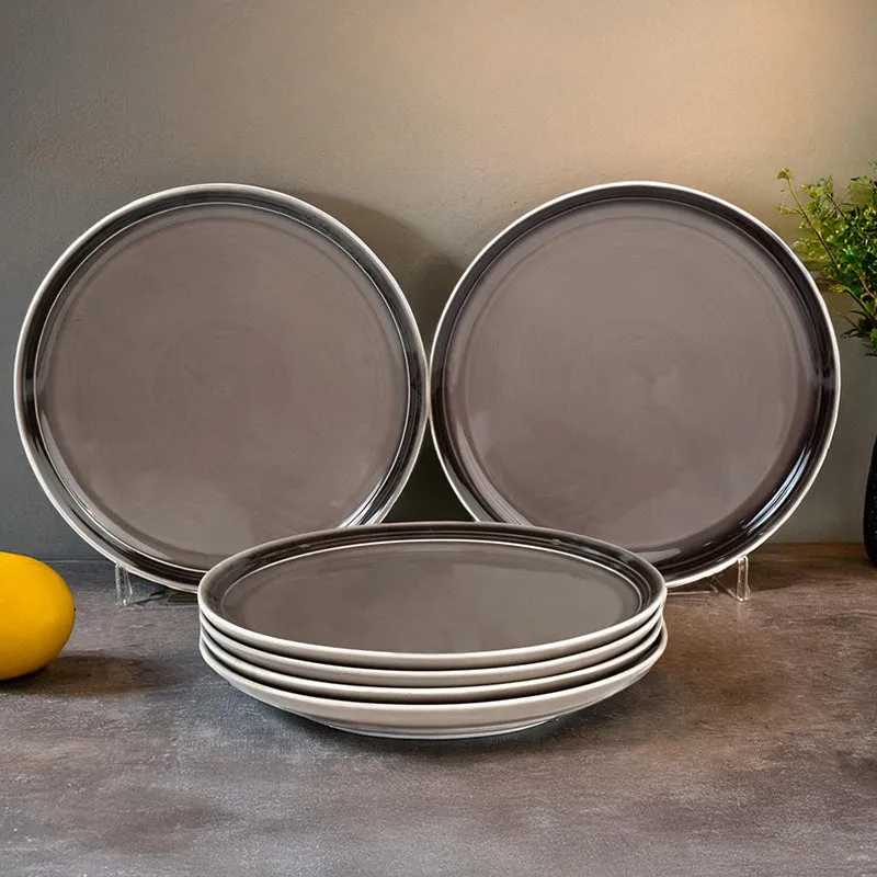 Caspian Porcelain Dinner Plate (Grey) - Set Of Six media 1