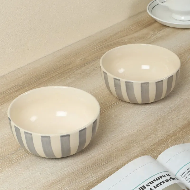 Elaris Dining Serving Bowl (Grey,White,700 mL Each) - Set Of Two media 1