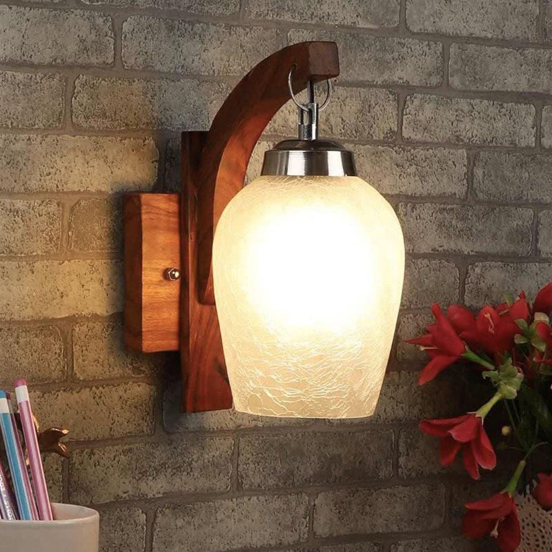 Taava Forma Mosaic Glass & Wooden Wall Lamp