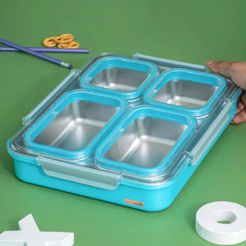 Agro Kids Leakproof Lunch Box with Compartments (Sky Blue) - 1100 ML media 4