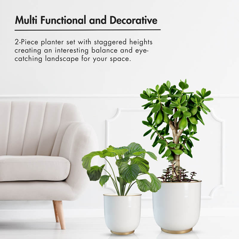 Alabaster Floor Planter - Set of 2 media 8