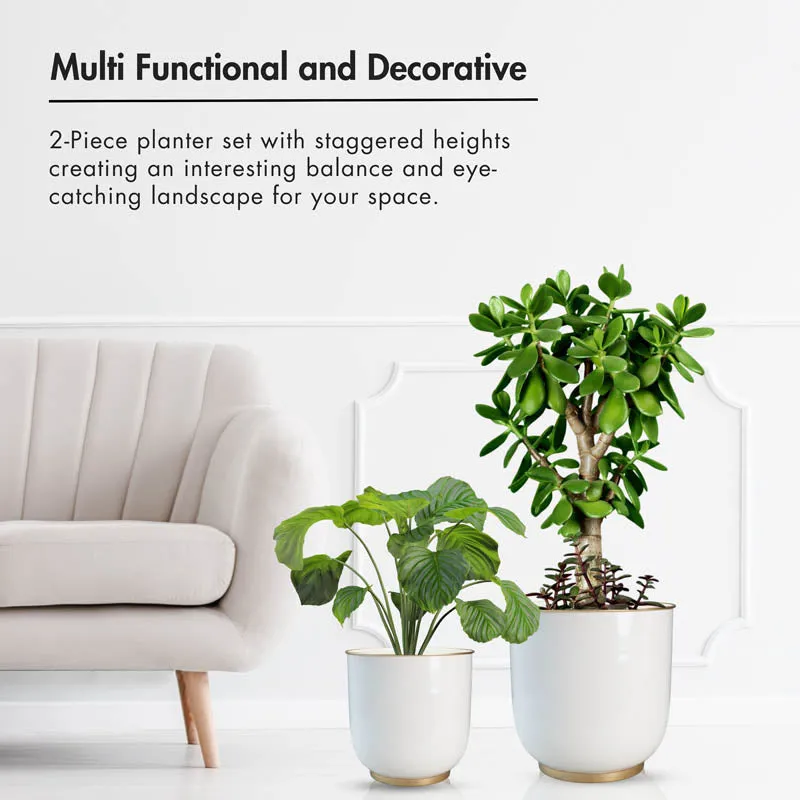 Alabaster Floor Planter - Set of 2 media 8