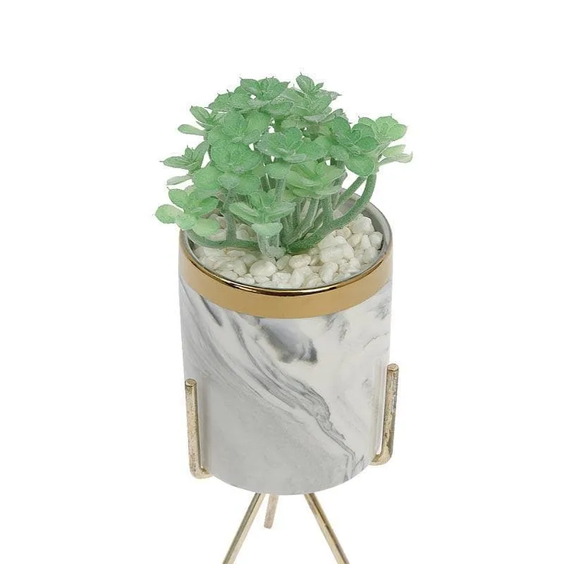 Faux Crassula In Marble Pot - 23 cms media 4