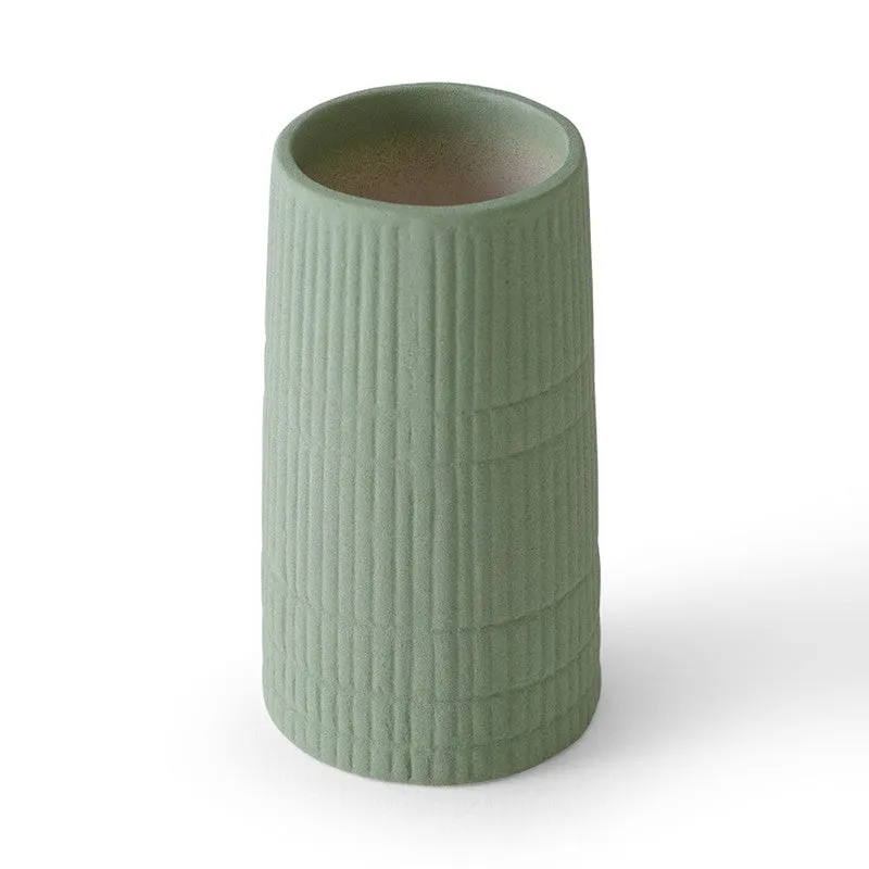 Sage Calm Ribbed Ceramic Vase media 5