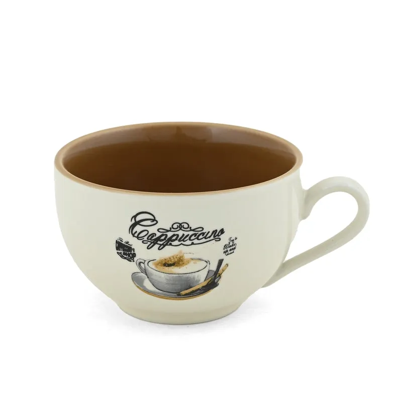 BrewBliss Porcelain Cup & Saucer (Off White/220 mL Each) - Set of Six - 6