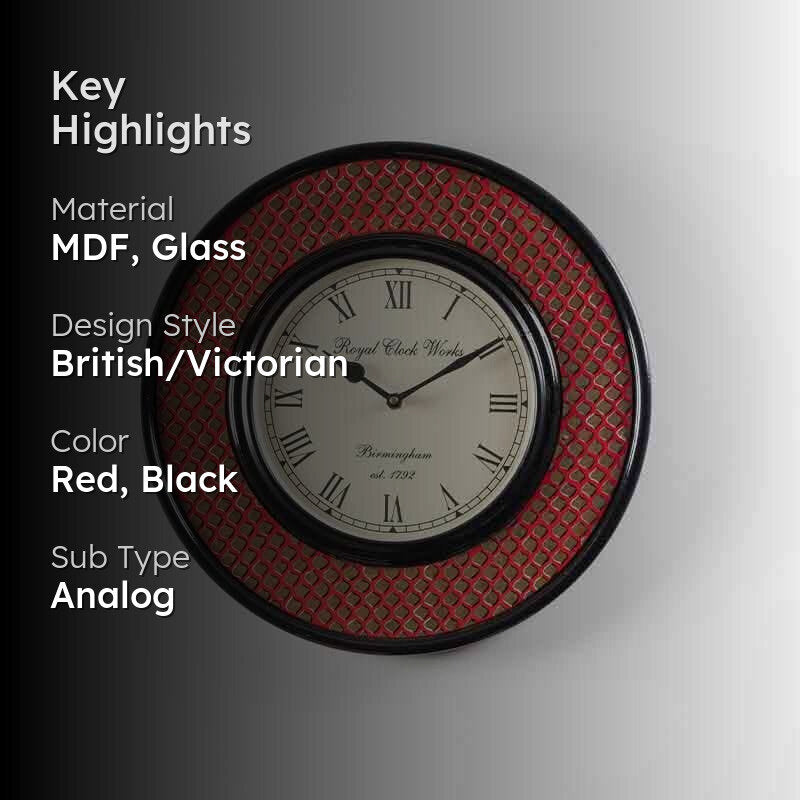 Scaley Handpainted Wall Clock - Red media 2