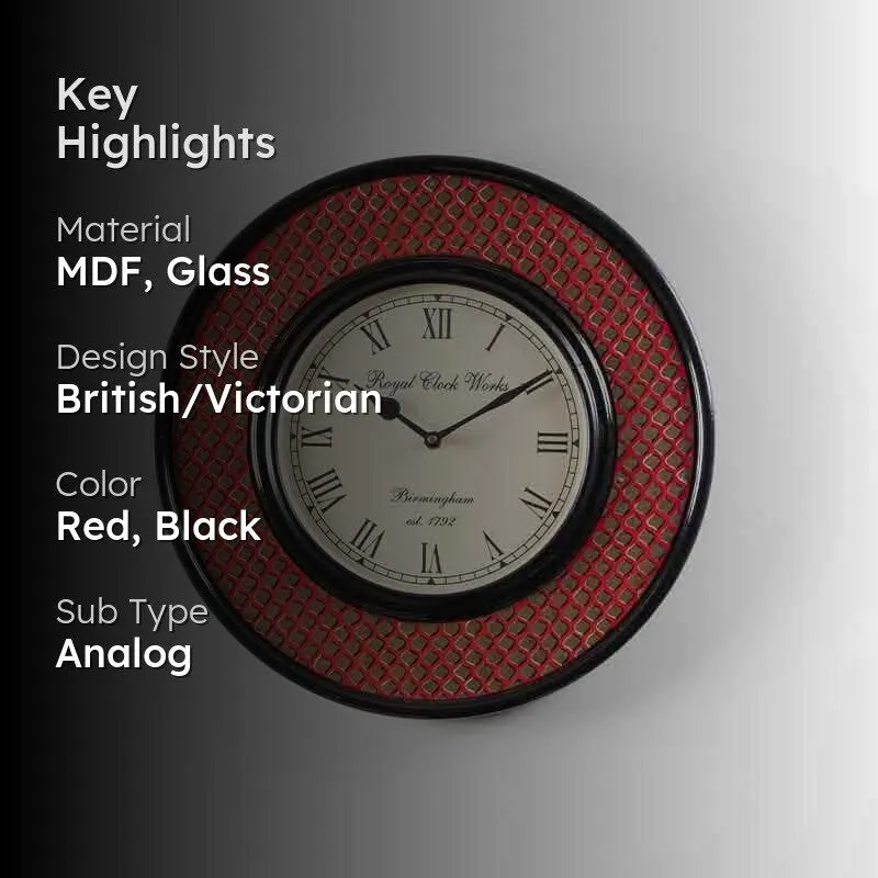 Scaley Handpainted Wall Clock - Red media 2