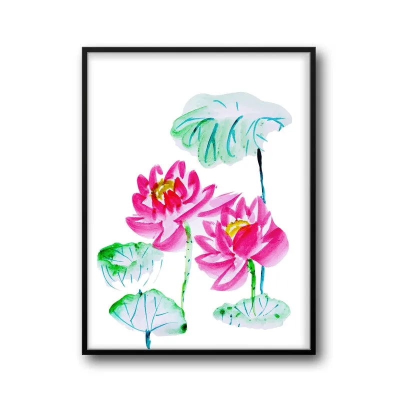 Lotus Scribbles Archival Paper Wall Art With Frame media 6