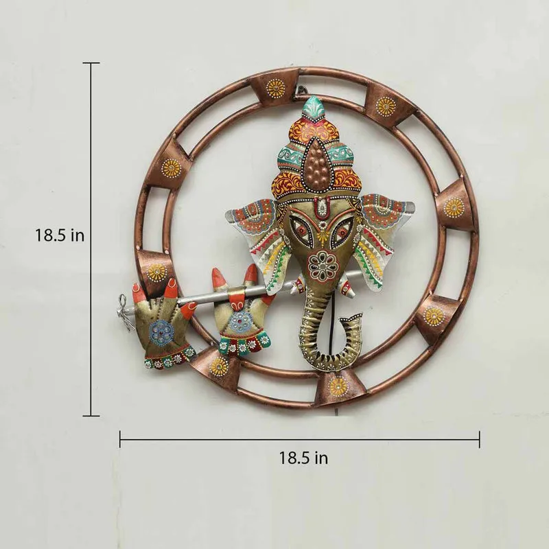 Vinayaka with Flute Iron Wall Accent media 8