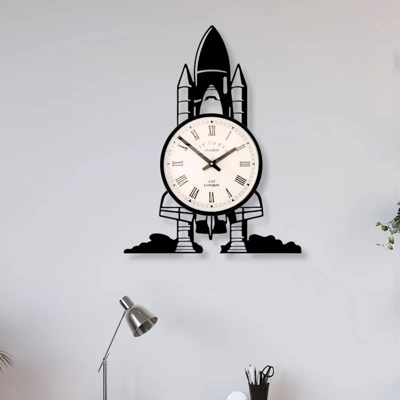 Rocket Steel Analog Wall Clock - Black media 1