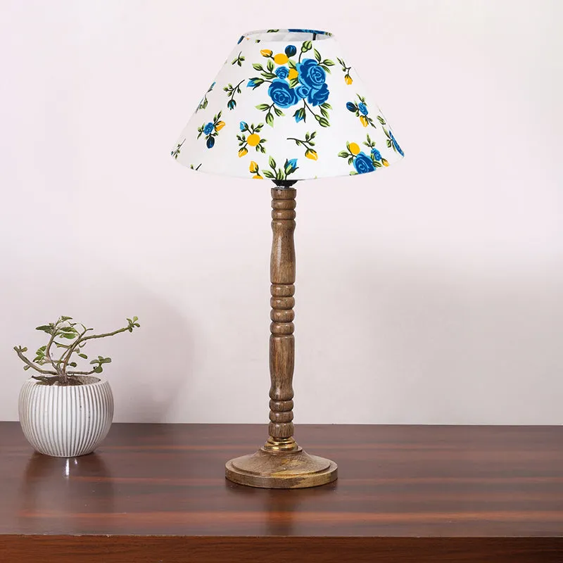 Garden Lights Table Lamp With Carved Wooden Base media 3