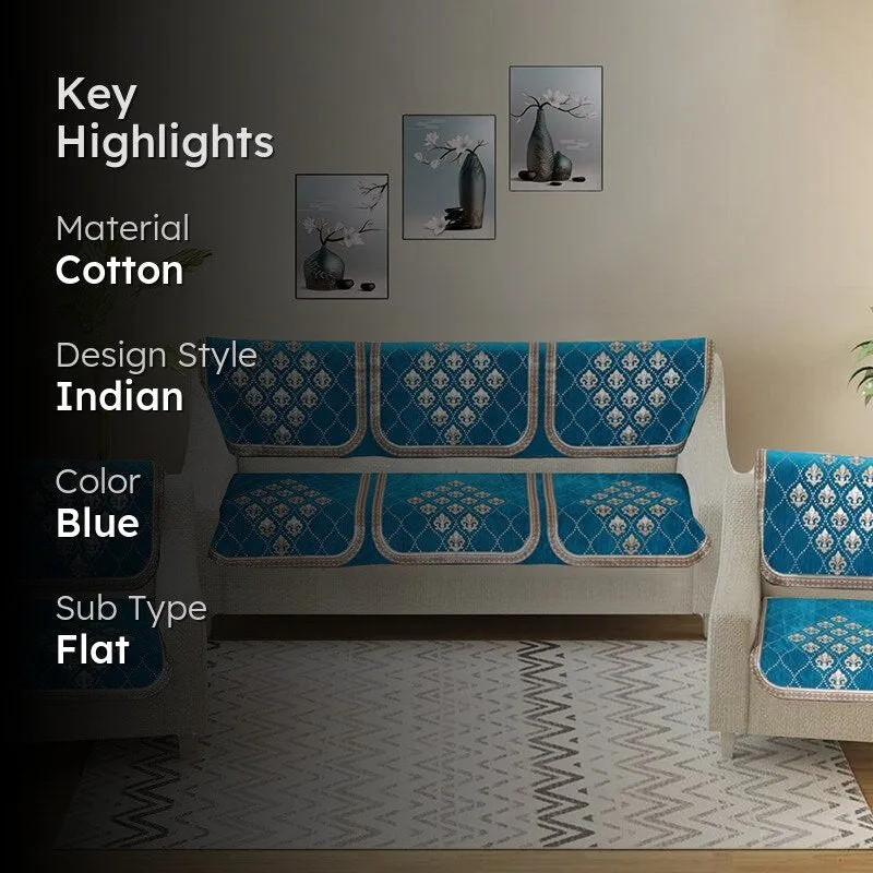 Nidha Sofa Cover (Aqua) media 2