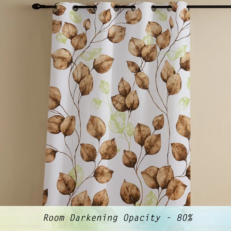 Garden Glow Cotton Curtain - Brown,White media 3