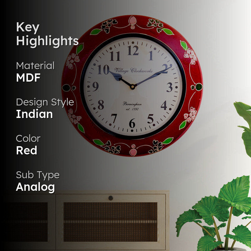 Floral Time Loop Hand Painted Wood Wall Clock media 2