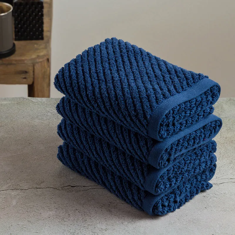 Nautica Riviera Soft Cotton Hand Towel (Navy Blue) - Set Of Four media 4