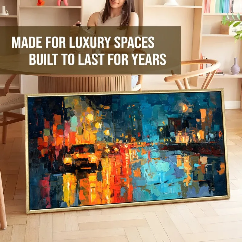 Neon Reflections Canvas Wall Painting With Frame media 5