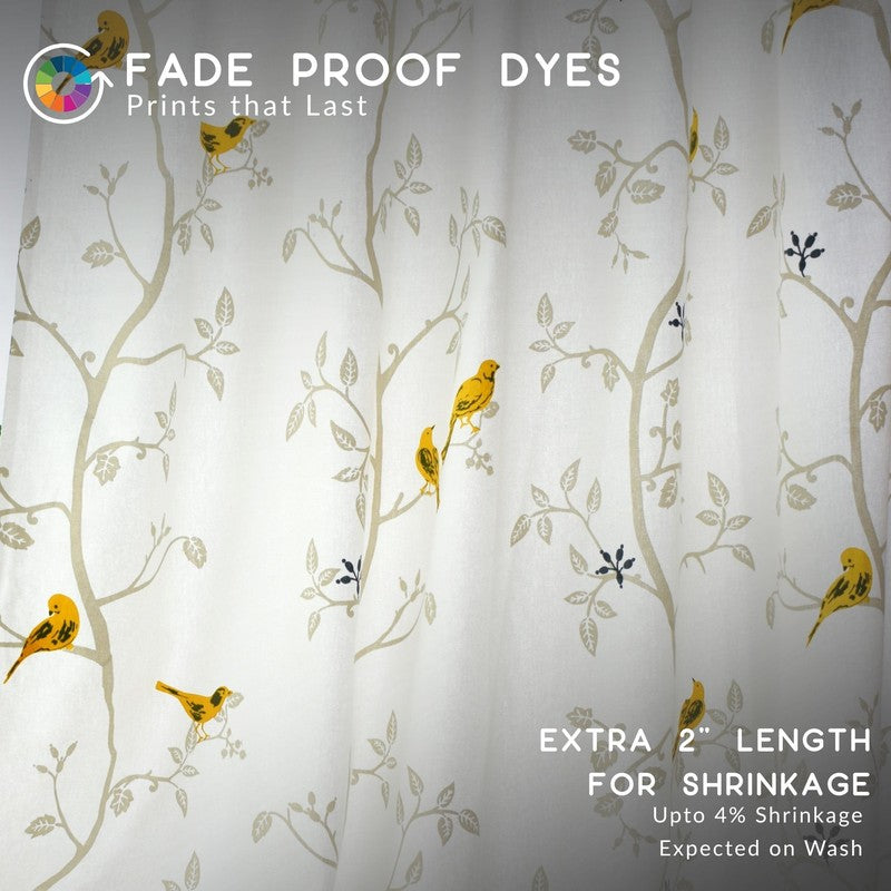 Tranquebar Home Nature Wings Cotton Curtains(Yellow) - Set Of Two media 6
